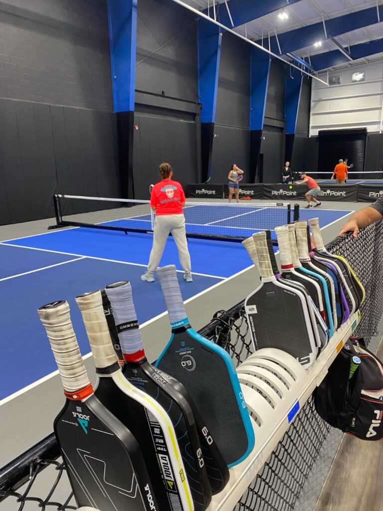 Indoor pickleball open play at Pin Point in Little River SC