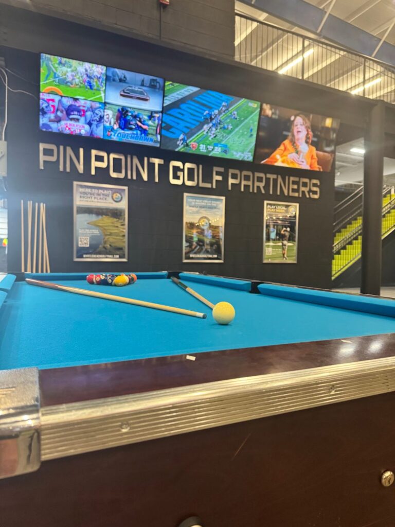 Pool table at Pin Point Indoor Pickleball and Golf in Little River SC
